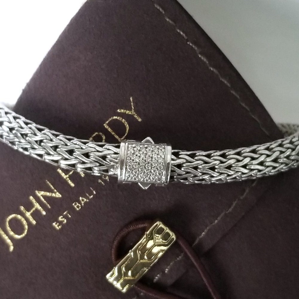 SOLD - JOHN HARDY Classic Diamond Collection Sterling Silver Bracelet - $1195 - Picture 1 of 8